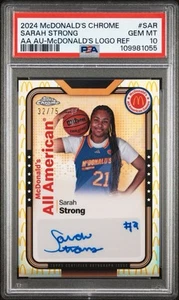 2024 Topps Chrome McDonalds Sarah Strong Logo Refractor Auto /75 PSA 10 Gem Mint - Picture 1 of 2