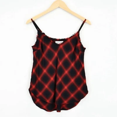 NWOT Bella Dahl Frayed Edge V-Neck Camisole In Red Black Plaid Size XS  - Image 1 of 4
