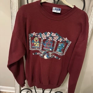 Sudadera Floral Endless Designs Vintage Birdhouse Birds Hecha en EE. UU. L - Imagen 1 de 9