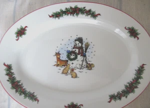 Salem China Co Christmas Holiday Snowman Deer Platter - Picture 1 of 2