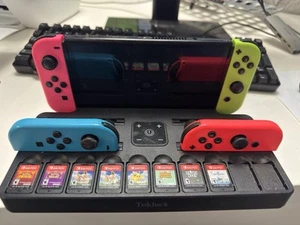 Nintendo Switch OLED 64GB + 4 NEON Joy Cons + 8 GAMES + Dock!! ✨ - Picture 1 of 9