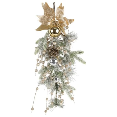 Nueva corona de botín de Navidad de 22,83 pulgadas para puerta principal botines de lágrima de Navidad dorados con Foto 1 de 4