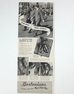 1940er Bostonian Herrenschuhe halbe Seite Druck Werbung Militär Leutnant - Bild 1 von 4