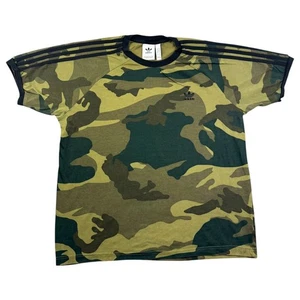 Adidas T Shirt Large Men's Green Cotton Camouflage Three Stripes Mens Tee - Picture 1 of 10