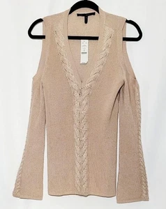 White House Black Market M Cold Shoulder Sweater Rose Pink Long Sleeve Pullover - Picture 1 of 4