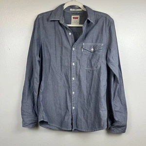 Levi’s Men’s Long Sleeve Chambray Button Up Shirt Size S Slate Gray White Stitch - Picture 1 of 10