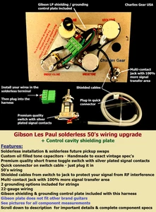 Gib L P Solderless 50's Short shaft Wiring Upgrade +Short 3-way +Shielding plate - Picture 1 of 13