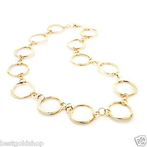 26" Technibond Hammered Circle Link Chain Necklace 14K Yellow Gold Clad Silver  - Picture 1 of 2