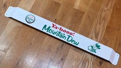 Barra de empuje de puerta de 30"" Mountain Dew ¡Ya-hooo! Cartel publicitario antiguo de refrescos Foto 1 de 4