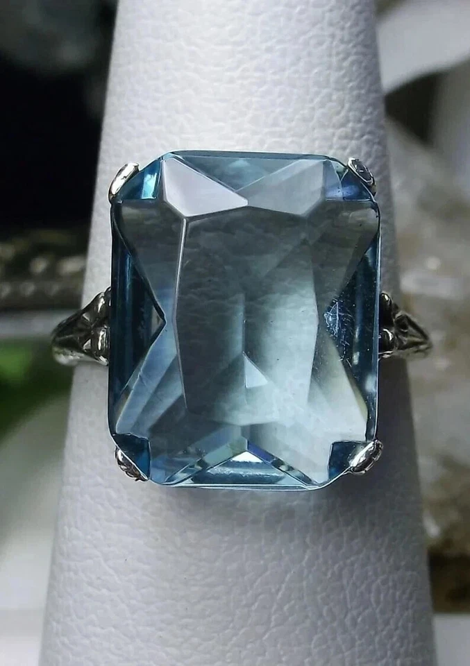 4.80 Ct Emerald Cut Natural Aquamarine Diamond Engagement Ring 14K White Gold - Image 1 of 4