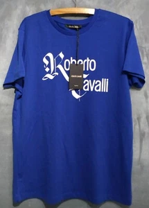 Herren Roberto Cavalli Blau Kurzarm T-Shirt Slim Fit 40 Brustumfang Neu Mit Etikett - Bild 1 von 6