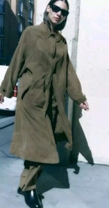 Trench cappotto oversize Zara colore verde oliva invecchiato - taglia M Jc - Foto 1 di 9