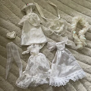 Barbie Doll Wedding Dress Lot 80s 90s Veil Tights Lace Bridal Bride 3469 - L - Picture 1 of 14