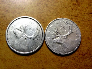 Kanada Original zwei verschiedene 25 Cent Silbermünzen #1 R2 - Bild 1 von 2