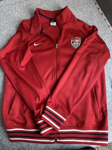 Nike Sweater Mens Large Red USA Soccer Full Zip Track Jacket Full Zip Cover