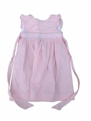 Hartstrings Girls Smocked Pink & White Seersucker Ruffle Sleeve Dress Size 6X - Image 1 of 4