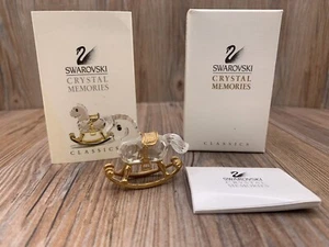 Swarovski Crystal Memories mini cavallo a dondolo accenti oro ritirato in scatola - Foto 1 di 6