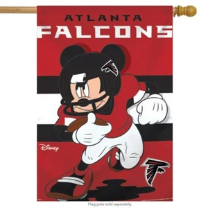 ATLANTA FALCONS MICKEY MOUSE DISNEY 28"X40" BANNER FLAG NEW WINCRAFT 👀 - Picture 1 of 1