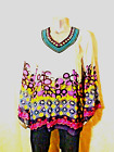 Tunic Xl Sequined Collar White Turquoise Lavender Pink Yellow Blue Green New Ex!