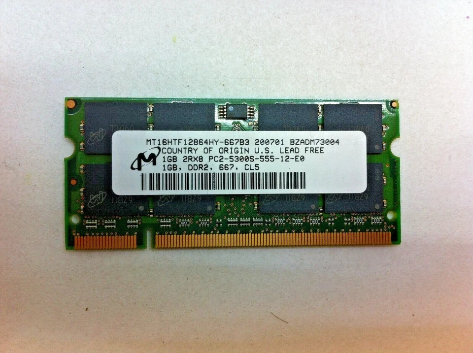 HP TS TX2 Tablet Micron 1GB SO-DIMM 667 MHz DDR2 Memory MT16HTF12864HY667B3 146 - Image 1 of 1