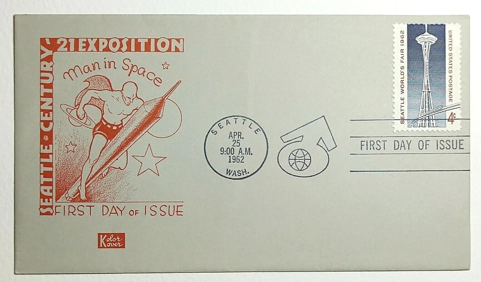 1962 Century 21 Exposition Man in Space First Day Cover Kolor Kraft SC #1196 - Image 1 of 2