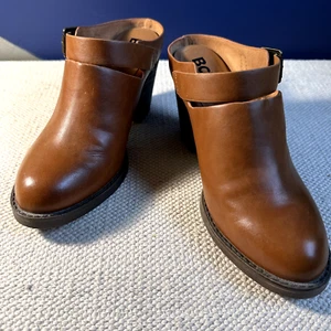 BC Born in California Vegan Camel Brown Heeled Slip-On Shoes with Buckle Size 6 - Picture 1 of 6