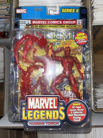 MARVEL LEGENDS HUMAN TORCH ACTION FIGURE COMIC BOOK SERIES II 2002 TOY BIZ NEW C Cover