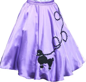 Falda Caniche Lavanda SATINADO AÑOS 50 _ Talla Adulto PEQUEÑA _ Cintura 25"- 32" _ Longitud 25" - Imagen 1 de 2