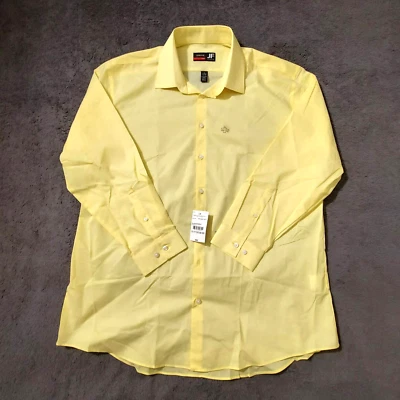 Camisa de vestir J. Ferrar para hombre talla XL elástica ajustada manga larga abotonada amarilla Foto 1 de 3