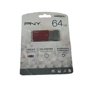 Brand NEW PNY 64GB USB 3.0 Flash Drive 10X Faster 4K Ultra HD Turbo - Picture 1 of 3