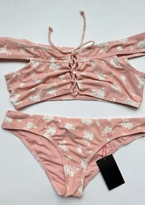 South Beach Pink & White Non-Padded Top & Bottoms Swimwear Bikini Set BNWT - 12 - Picture 1 of 6