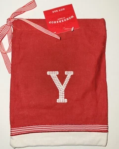 Wondershop Christmas Cloth Drawstring Gift Bag Initial Letter Y Monogram - Picture 1 of 2