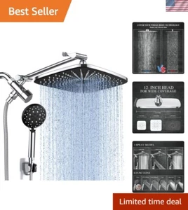12 Inch High Pressure Rain Shower Head Combo with Extension Arm- Wide Rainfal... - Picture 1 of 7