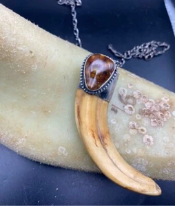 talisman pendant fire agate and warthog - Picture 1 of 3