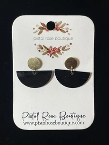 Pistole Rose Boutique Art Deco Ohrringe schwarz Bakelit/Messing Ohrhänger - Bild 1 von 4