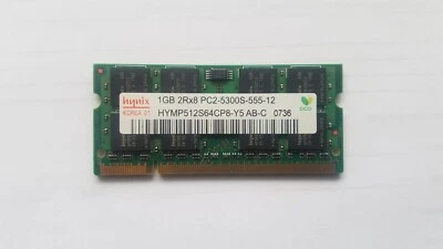 HYNIX DDR2 1GB 2Rx8 PC2-5300S-555-12 HYMP512S64CP8-Y5 AB-C SODIMM LAPTOP MEMORY - Image 1 of 4