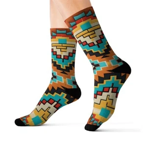 All Over Print Adult Socks Southwestern Navajo Pattern Aztec Native American - Picture 1 of 9