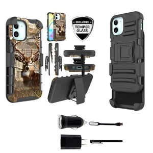 Paquete+Para iPhone 12 MINI 5.4" Funda a prueba de golpes Clip de cinturón Estuche de teléfono HD Vidrio - Imagen 1 de 15