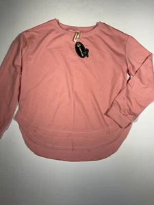 Casual Girl Crewneck Sweatshirt Oversized Fall Long Sleeve Pink Sz L - Picture 1 of 5