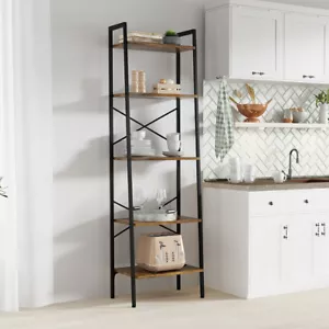 Ladder Shelf Bookcase 5 Tier Display Storage Shelving Unit Stand Wall Rack - Picture 1 of 33