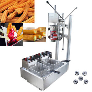 Commercial Manual Churros Machine Spanish Donuts Churrera Maker w/ 12L Fryer US