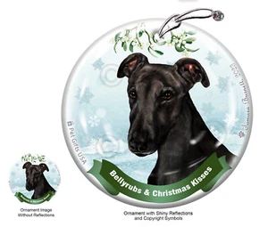 Bellyrubs & Kisses Ornament - Black Greyhound - Picture 1 of 1