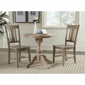 International Concepts 3 Piece 30" Round Dining Set in Washed Gray