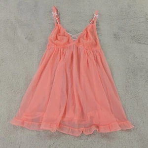 Victoria Secret Babydoll Top Womens Medium Coral Orange Sheer Lace Chiffon - Picture 1 of 15