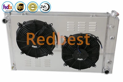 Radiador de aluminio 4 filas + cubierta + ventilador para GMC Jimmy 1973-1991 deportivo utilitario 2 puertas Foto 1 de 4