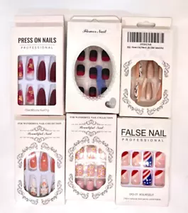 Press on Gel Nails/ False Nail ASSORTED COLORS AND FORMS 6 PACK - Picture 1 of 4