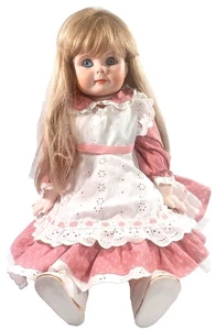 Vintage antike 24 Zoll gelenkige deutsche Zusammensetzung Puppe lange blonde Haare blaue Augen - Bild 1 von 17