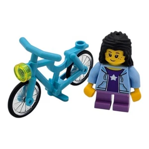LEGO Blue Bicycle 4719c01 Trans Wheels Black Tyres + Minifigure City Town - Picture 1 of 6