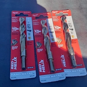 3Pack New Milwaukee Red Helix Cobalt Drill Bit 1/2" 48-89-2329 Retail $39 - Picture 1 of 4