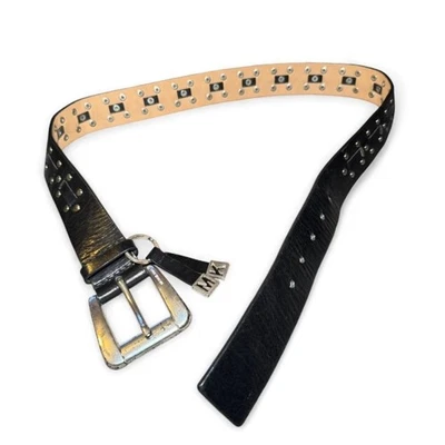 Michael Kors Women’s Black Leather Silver Studded Belt Size M Genuine Leather - Image 1 of 4